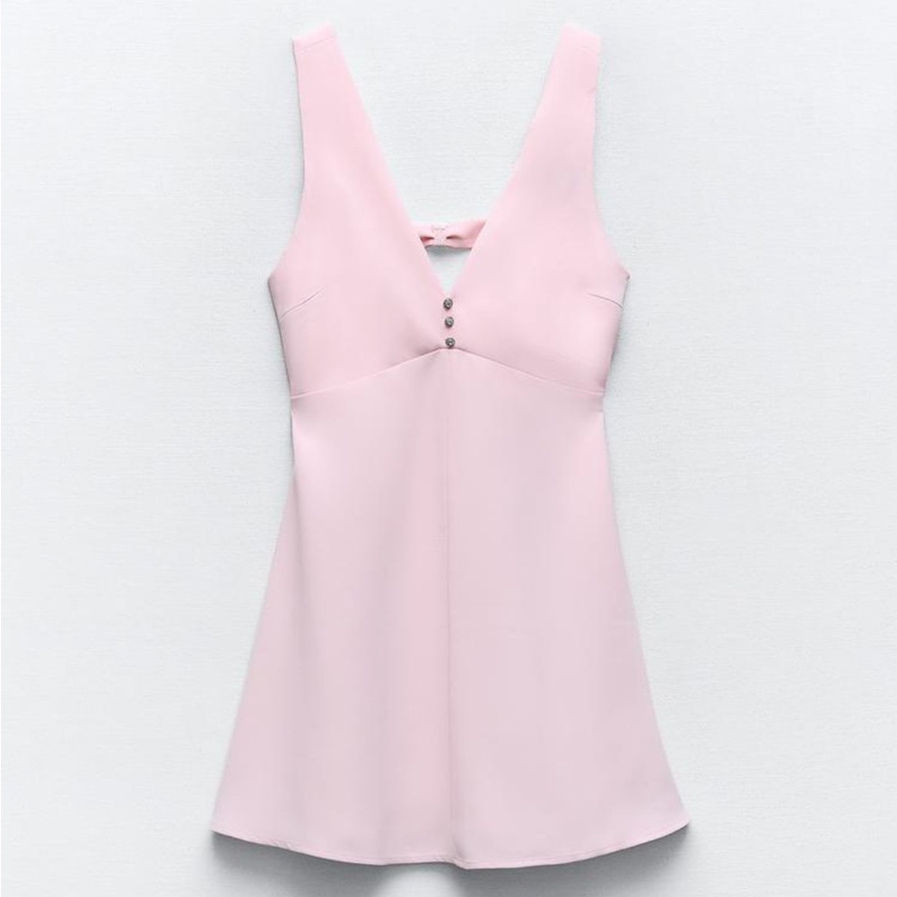 Pink jewel button pinafore dress